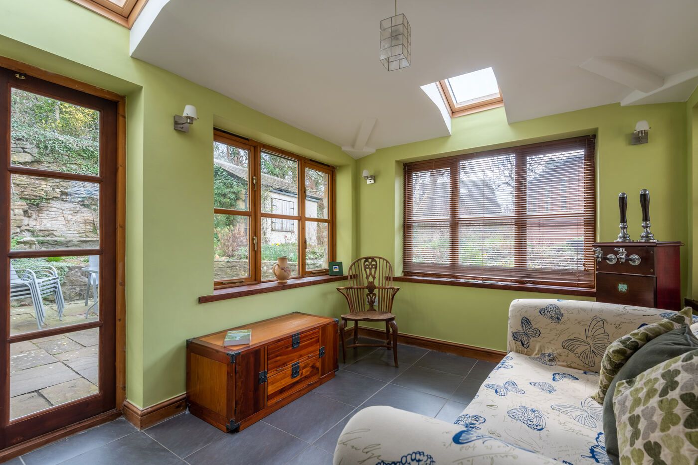 Sunny garden room overlooking the patio